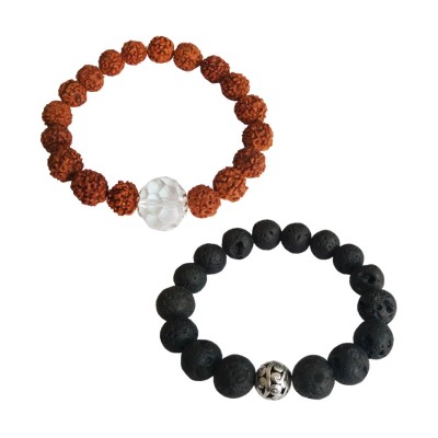 Lava Stone Rudraksha Bracelet Combo